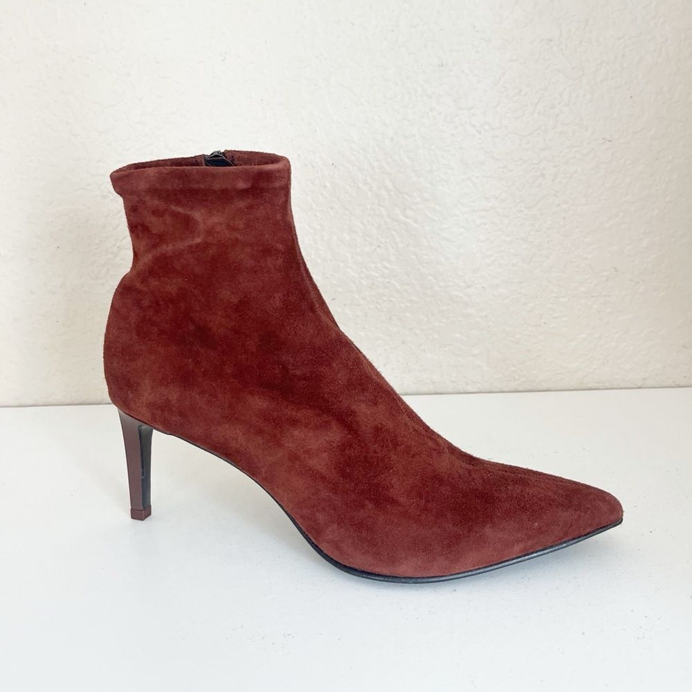 Rag & Bone Beha Stretch Boot Pointy Stiletto Ankle Boot Mahogany Suede 11/41 NIB - Picture 3 of 17